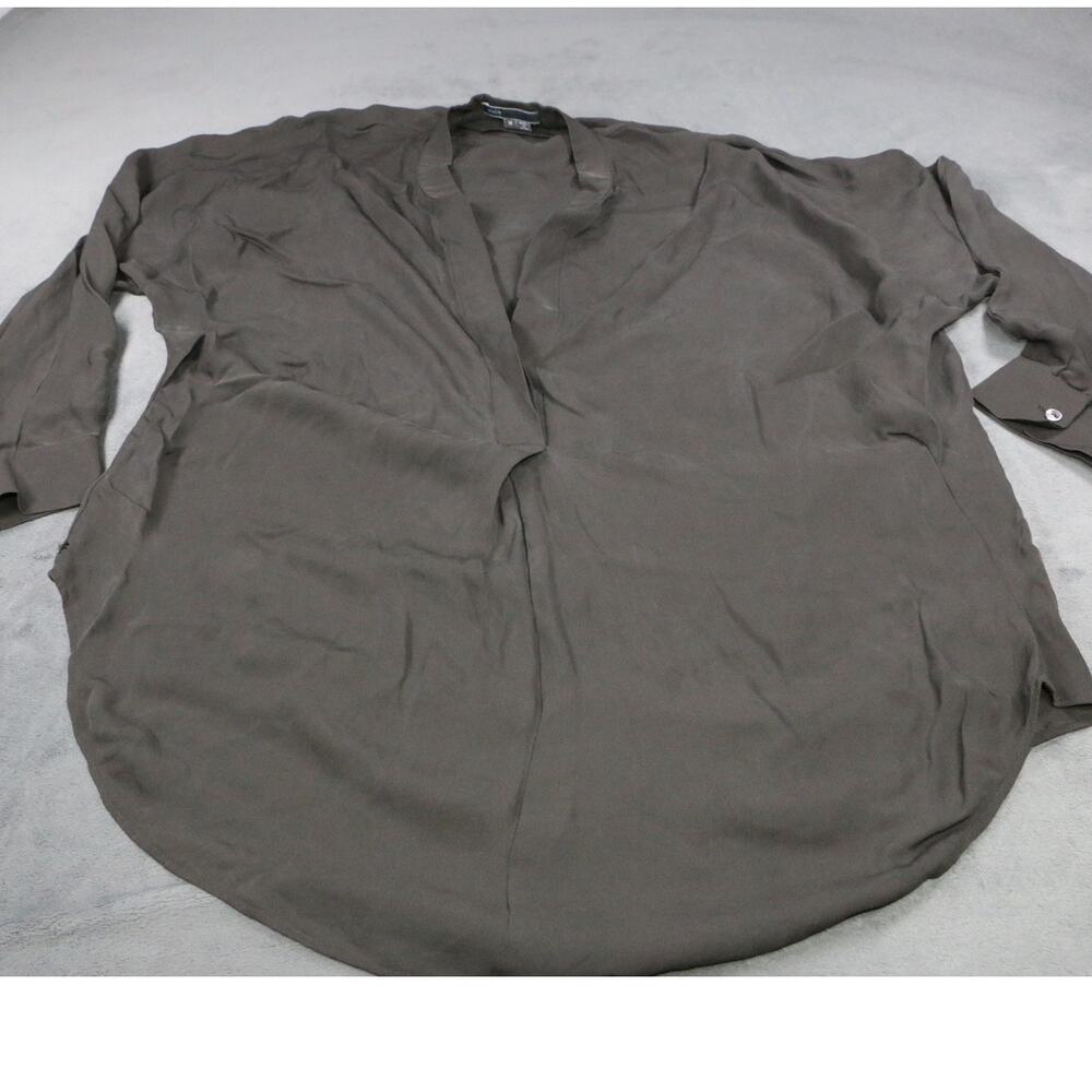 Vince 100% Silk Blouse Women’s Size M Brown Long Sleeve Tunic Top Minimalist
